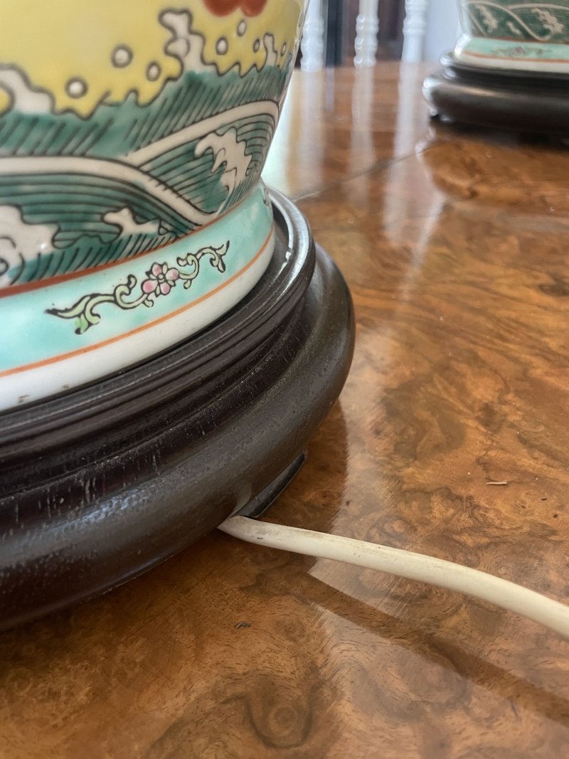 Large Pair of Antique 19th Century Chinese Porcelain Vase Lamps 105 x 24 cm - Image 6